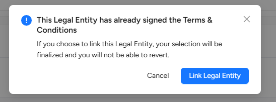 点击 Link Legal Entity